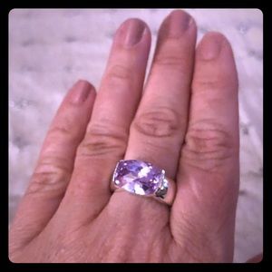 Sparkly lilac Crystal sterling silver ring